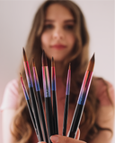 Full Set 7pcs - Luxury Synthetic Kolinsky Sable Hair Watercolour Paintbrushes // Size 0, 1, 3, 5, 7, 9, 11