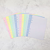 Pastel Rainbow - All Sizes PRINTED AND PUNCHED Filofax Paper Insert, Thick Sheets for Ring Binder - 30 Sheets