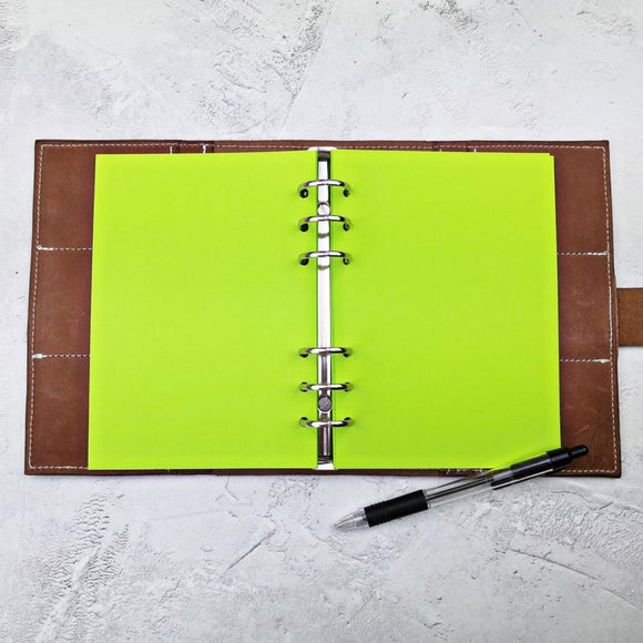 Bright Green All Sizes, Plain, Dot or Grid, PRINTED AND PUNCHED Filofax Paper Insert - 30 Sheets