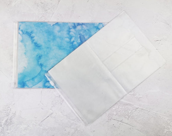 Blue Watercolour Wallet Insert for Traveler's Notebook - B6 and A6 - C012